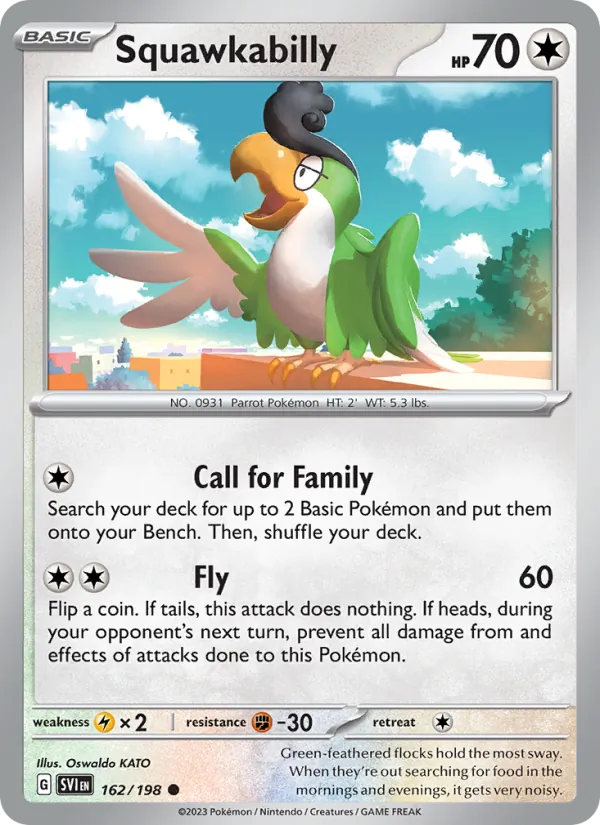 Squawkabilly 162/198  - Reverse Holofoil SV01 Scarlet & Violet Base Set - Common