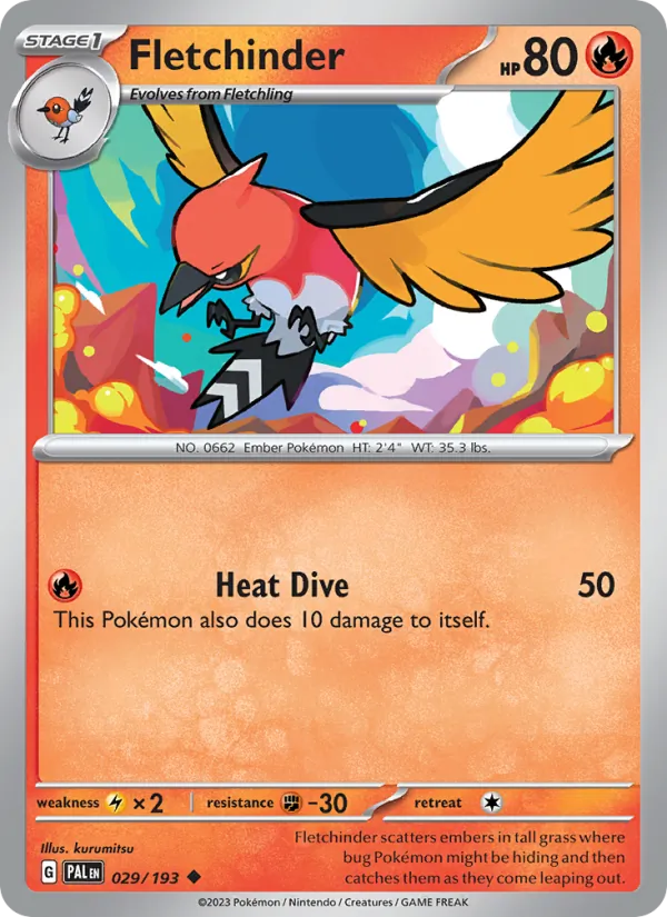 Fletchinder 029/193  - Reverse Holofoil SV02 Paldea Evolved - Uncommon