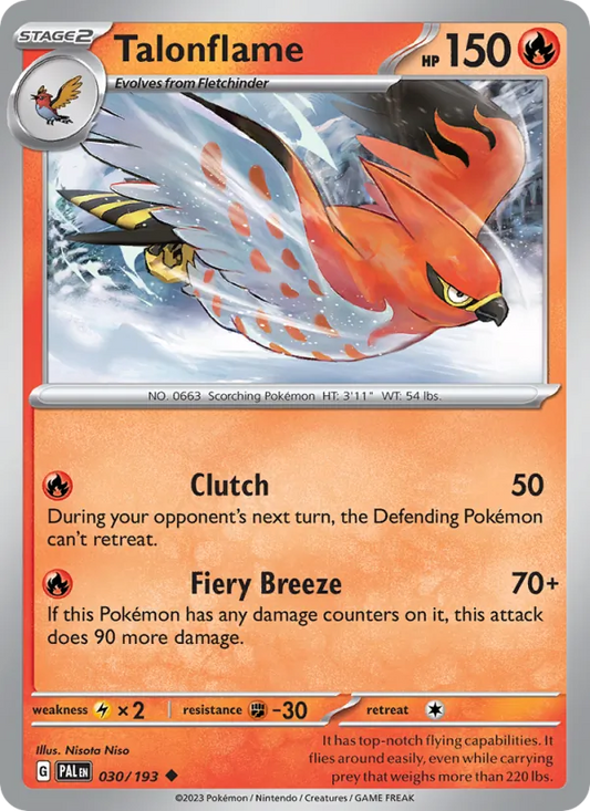 Talonflame 030/193  - Reverse Holofoil SV02 Paldea Evolved - Uncommon