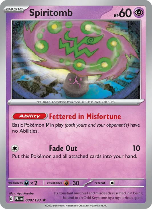 Spiritomb 089/193  - Holofoil SV02 Paldea Evolved - Rare