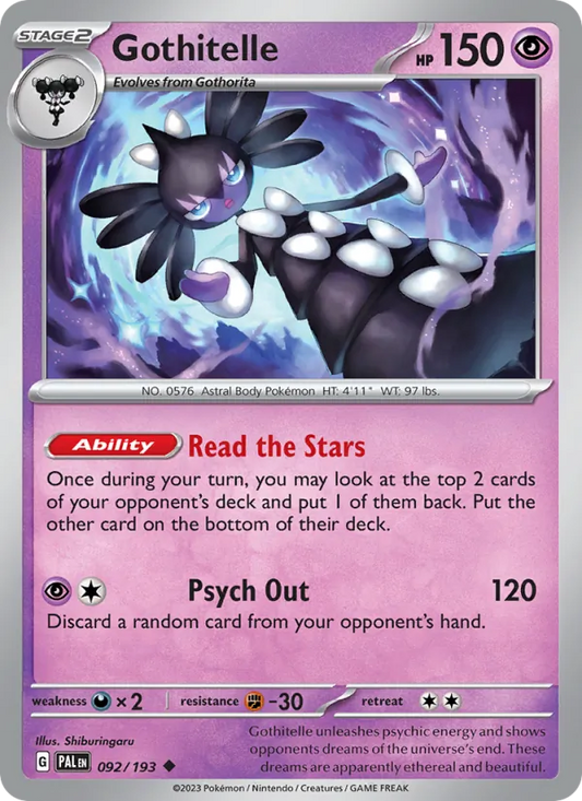 Gothitelle 092/193  - Reverse Holofoil SV02 Paldea Evolved - Uncommon