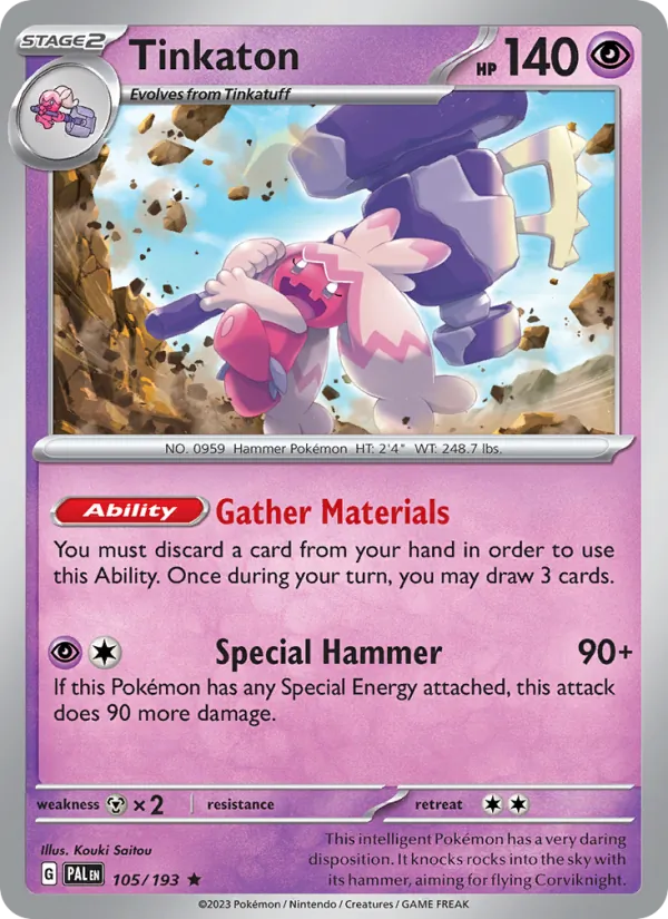 Tinkaton 105/193  - Reverse Holofoil SV02 Paldea Evolved - Rare