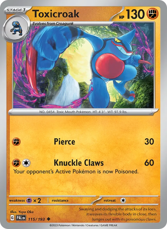 Toxicroak 115/193  - Reverse Holofoil SV02 Paldea Evolved - Uncommon