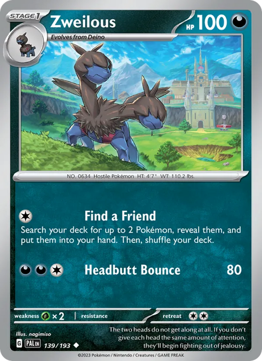 Zweilous 139/193  - Reverse Holofoil SV02 Paldea Evolved - Uncommon