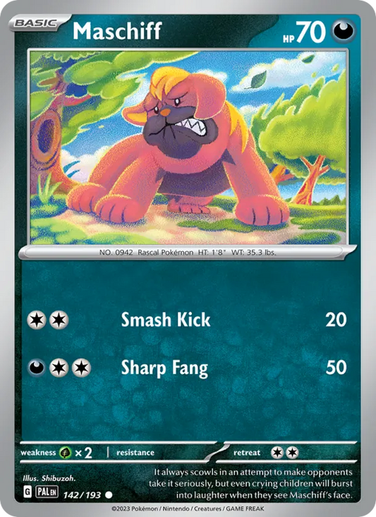 Maschiff 142/193  - Reverse Holofoil SV02 Paldea Evolved - Common