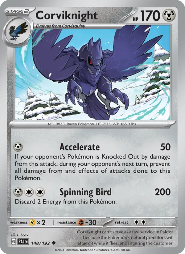 Corviknight 148/193  - Reverse Holofoil SV02 Paldea Evolved - Uncommon