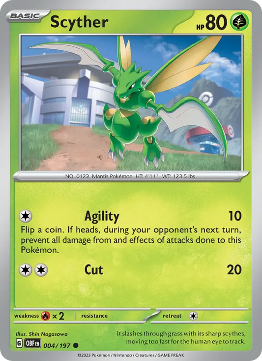 Scyther 004/197  - Reverse Holofoil SV03 Obsidian Flames - Common