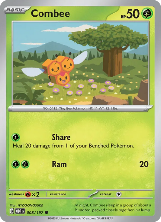 Combee 008/197  - Reverse Holofoil SV03 Obsidian Flames - Common