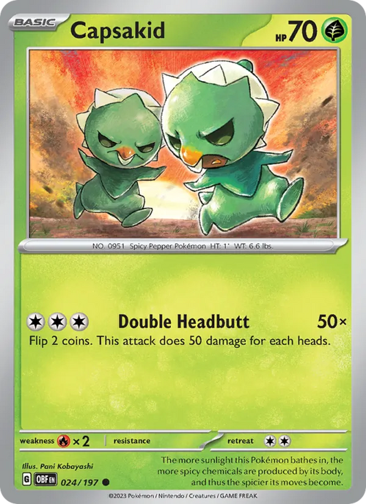 Capsakid 024/197  - Reverse Holofoil SV03 Obsidian Flames - Common