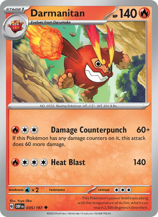 Darmanitan 035/197  - Reverse Holofoil SV03 Obsidian Flames - Uncommon