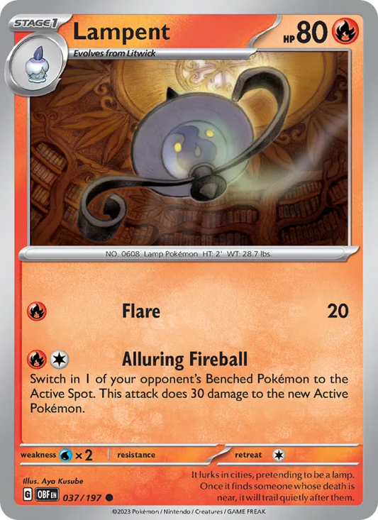 Lampent 037/197  - Reverse Holofoil SV03 Obsidian Flames - Common