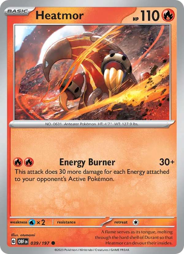 Heatmor 039/197  - Reverse Holofoil SV03 Obsidian Flames - Common