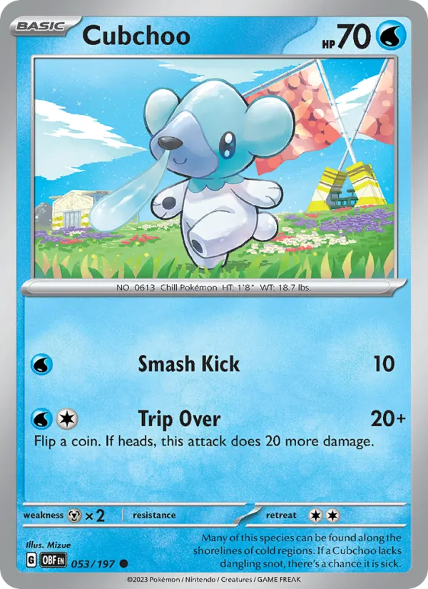 Cubchoo 053/197  - Reverse Holofoil SV03 Obsidian Flames - Common