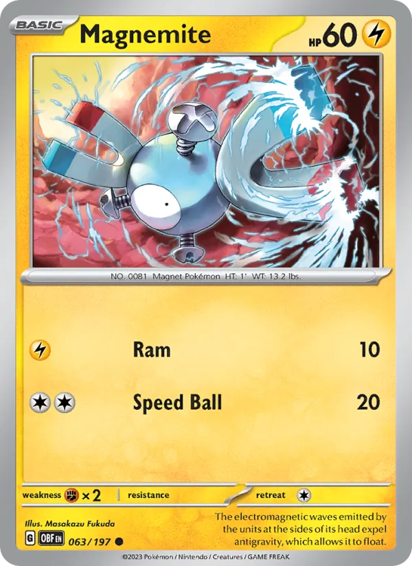 Magnemite 063/197  - Reverse Holofoil SV03 Obsidian Flames - Common