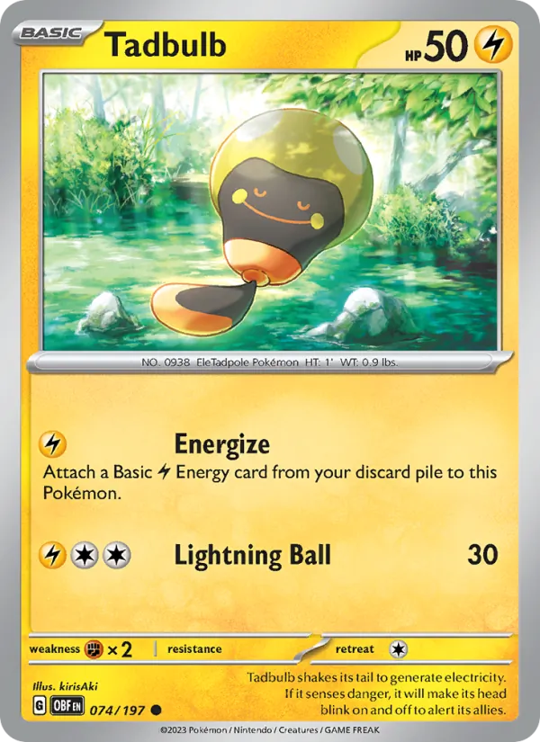 Tadbulb 074/197  - Reverse Holofoil SV03 Obsidian Flames - Common