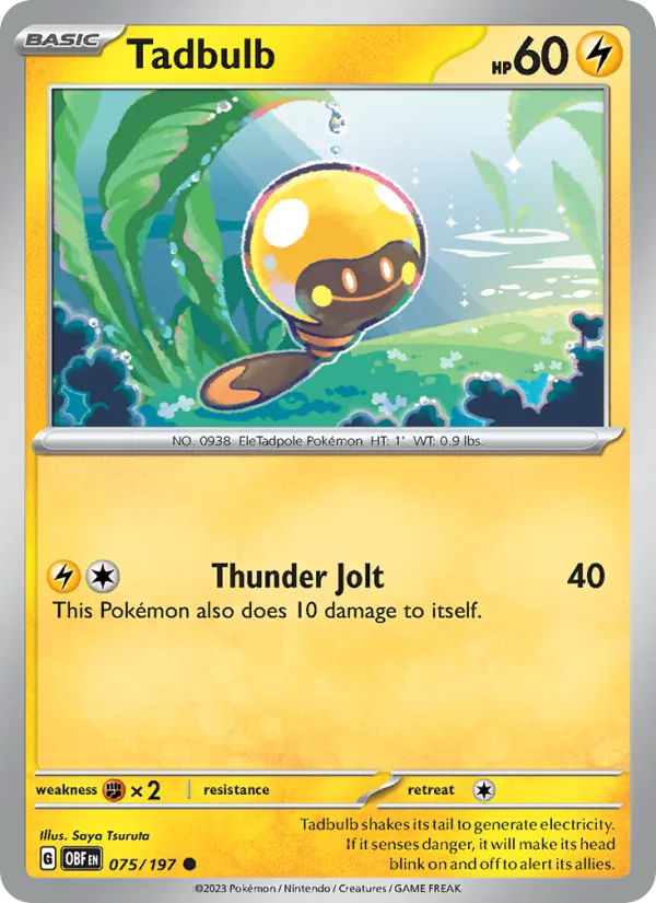 Tadbulb 075/197  - Reverse Holofoil SV03 Obsidian Flames - Common