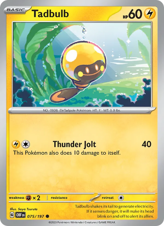 Tadbulb 075/197  - Reverse Holofoil SV03 Obsidian Flames - Common