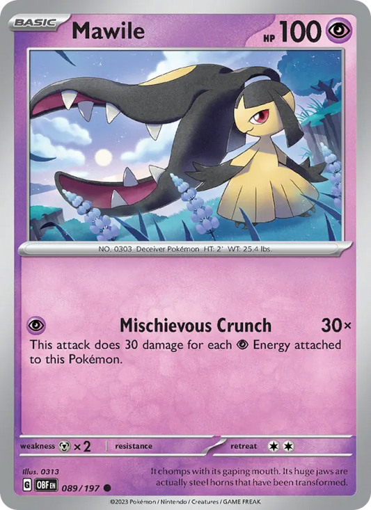 Mawile 089/197  - Reverse Holofoil SV03 Obsidian Flames - Common