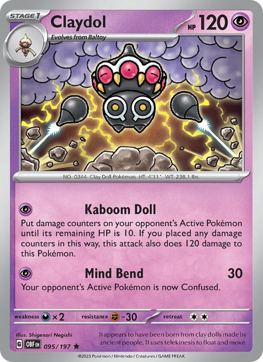 Claydol 095/197  - Holofoil SV03 Obsidian Flames - Rare