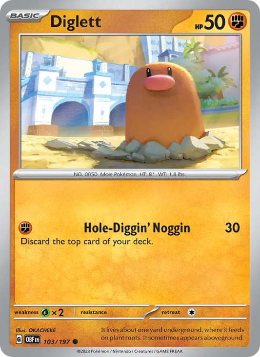 Diglett 103/197  - Reverse Holofoil SV03 Obsidian Flames - Common