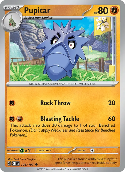 Pupitar 106/197  - Reverse Holofoil SV03 Obsidian Flames - Uncommon