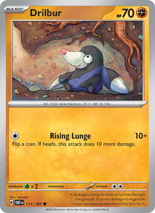 Drilbur 111/197  - Reverse Holofoil SV03 Obsidian Flames - Common