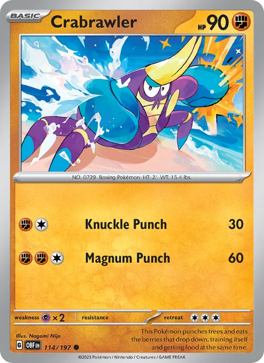 Crabrawler 114/197  - Reverse Holofoil SV03 Obsidian Flames - Common