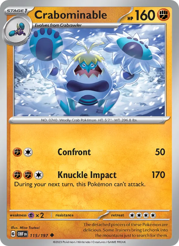 Crabominable 115/197  - Reverse Holofoil SV03 Obsidian Flames - Uncommon