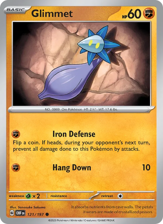 Glimmet 121/197  - Reverse Holofoil SV03 Obsidian Flames - Common