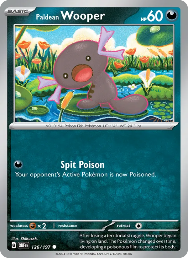 Paldean Wooper 126/197  - Reverse Holofoil SV03 Obsidian Flames - Common