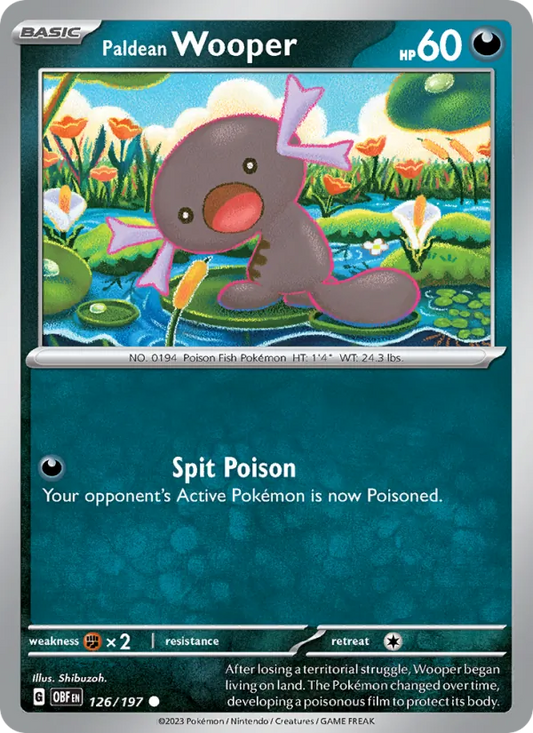 Paldean Wooper 126/197  - Reverse Holofoil SV03 Obsidian Flames - Common