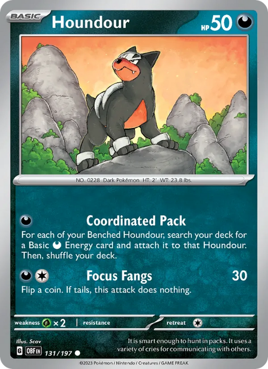 Houndour 131/197  - Reverse Holofoil SV03 Obsidian Flames - Common