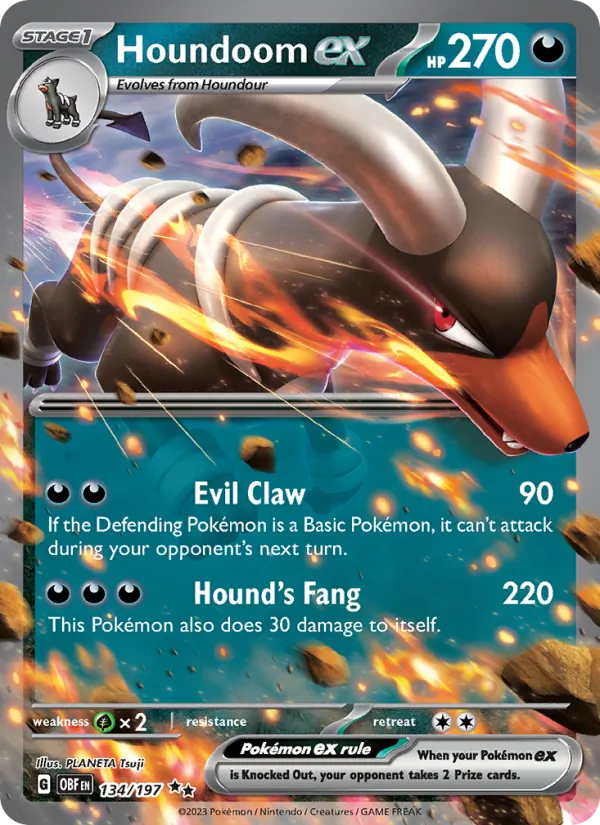 Houndoom ex 134/197  - Holofoil SV03 Obsidian Flames - Double Rare