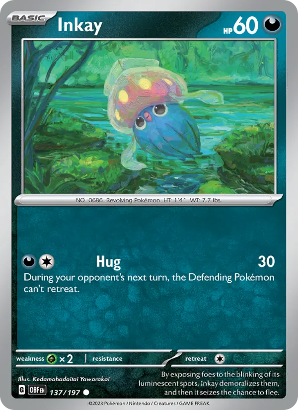 Inkay 137/197  - Reverse Holofoil SV03 Obsidian Flames - Common