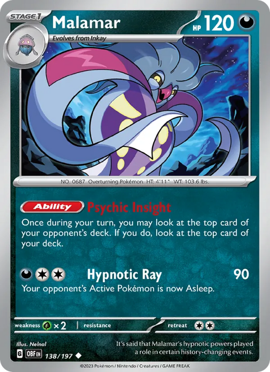 Malamar 138/197  - Reverse Holofoil SV03 Obsidian Flames - Uncommon