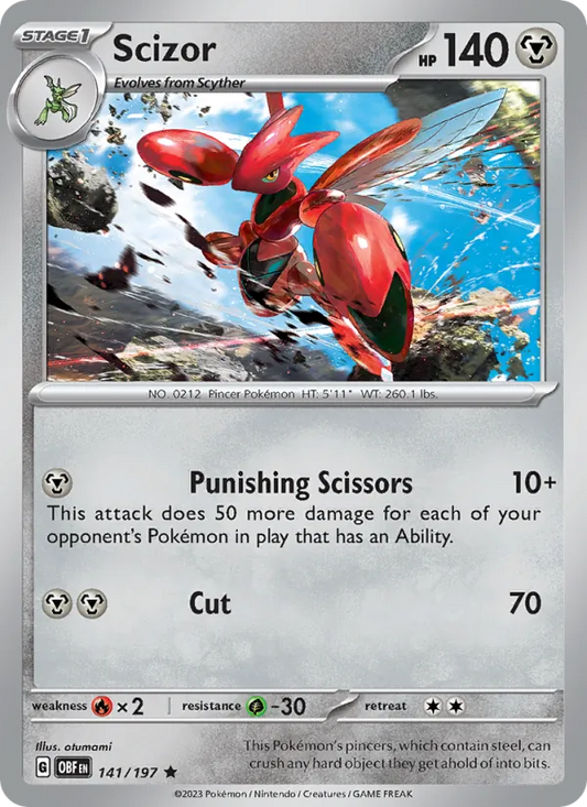 Scizor 141/197  - Holofoil SV03 Obsidian Flames - Rare