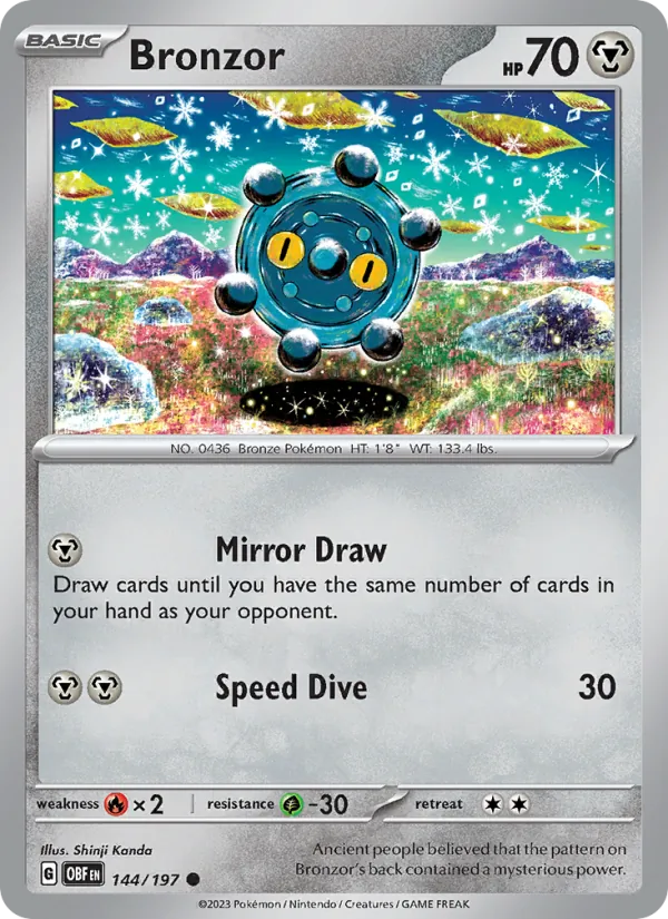 Bronzor 144/197  - Reverse Holofoil SV03 Obsidian Flames - Common