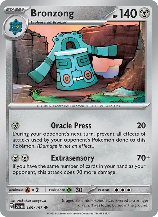Bronzong 145/197  - Reverse Holofoil SV03 Obsidian Flames - Uncommon