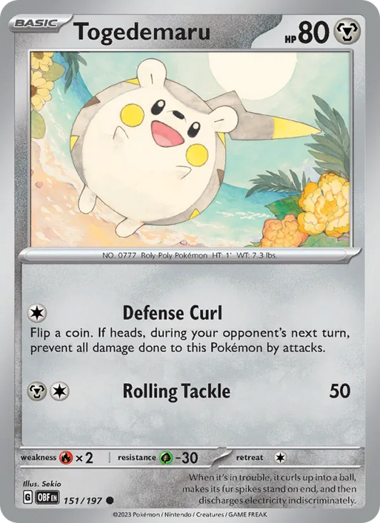 Togedemaru 151/197  - Reverse Holofoil SV03 Obsidian Flames - Common