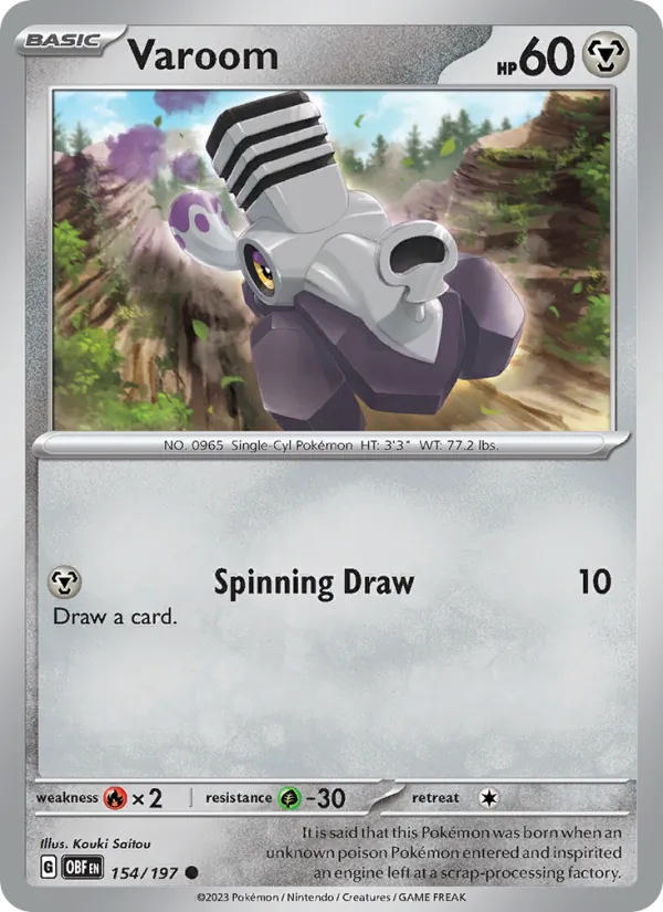 Varoom 154/197  - Reverse Holofoil SV03 Obsidian Flames - Common