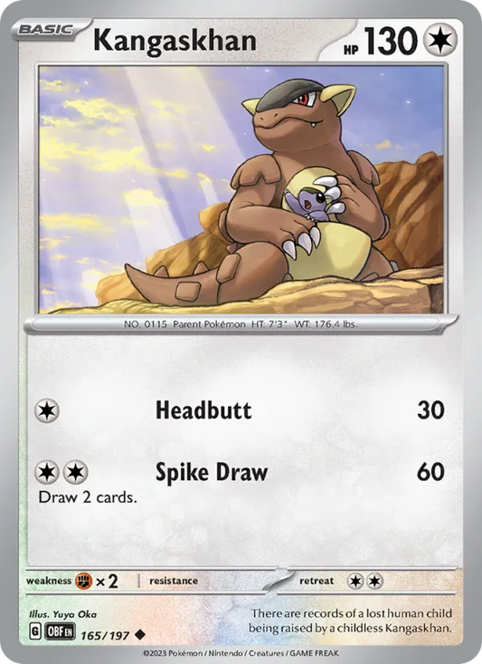 Kangaskhan 165/197  - Reverse Holofoil SV03 Obsidian Flames - Uncommon
