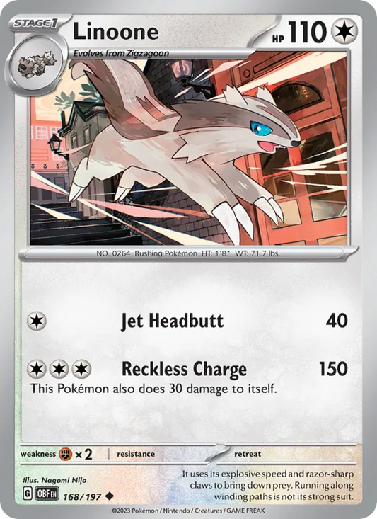 Linoone 168/197  - Reverse Holofoil SV03 Obsidian Flames - Uncommon