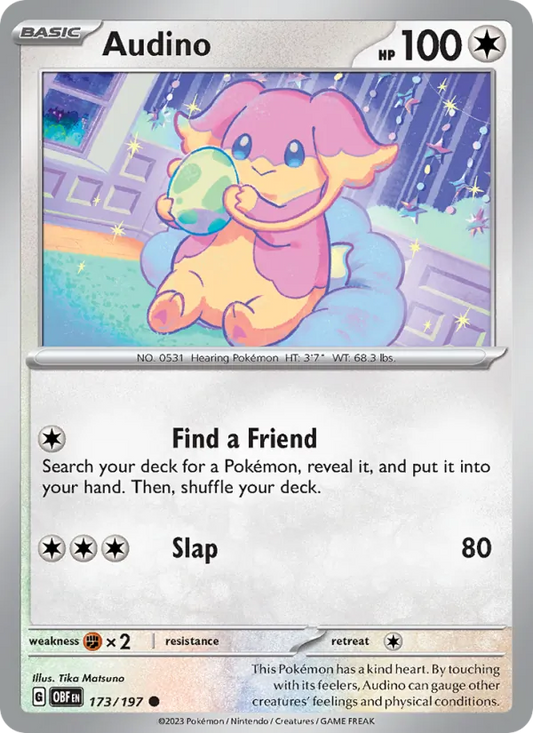 Audino 173/197  - Reverse Holofoil SV03 Obsidian Flames - Common
