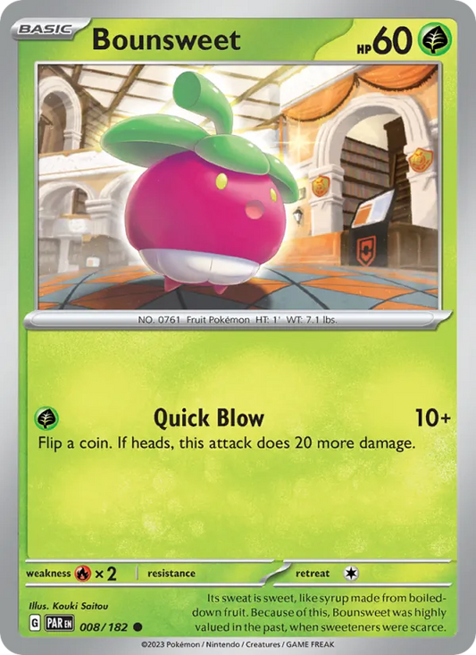 Bounsweet 008/182  - Reverse Holofoil SV04 Paradox Rift - Common