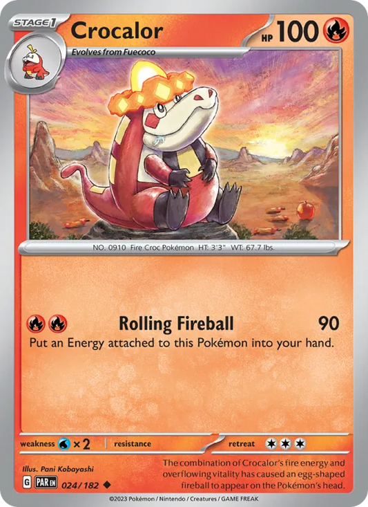Crocalor 024/182  - Reverse Holofoil SV04 Paradox Rift - Uncommon