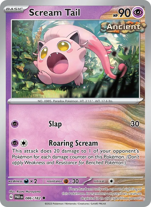 Scream Tail 086/182  - Reverse Holofoil SV04 Paradox Rift - Uncommon