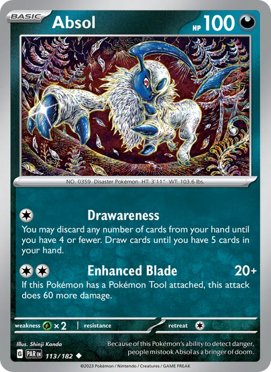 Absol 113/182  - Reverse Holofoil SV04 Paradox Rift - Uncommon