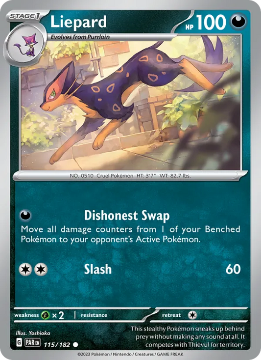 Liepard 115/182  - Reverse Holofoil SV04 Paradox Rift - Common