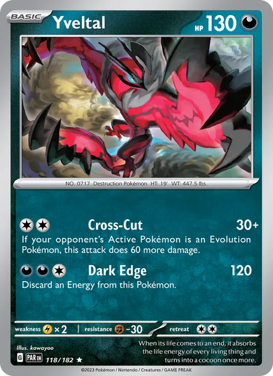 Yveltal 118/182  - Holofoil SV04 Paradox Rift - Rare