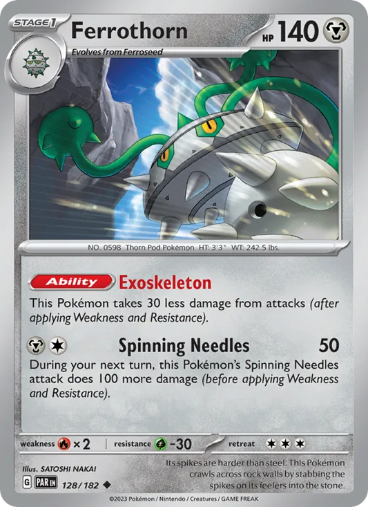 Ferrothorn 128/182  - Reverse Holofoil SV04 Paradox Rift - Uncommon